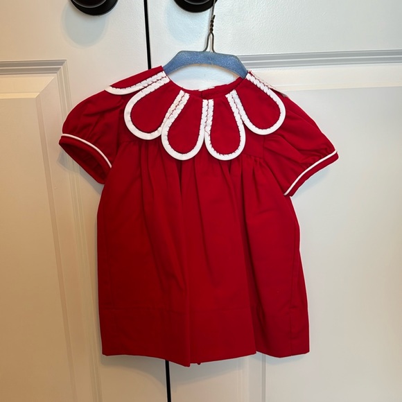 Scalloped Collar Red Dress - Picture 1 of 2